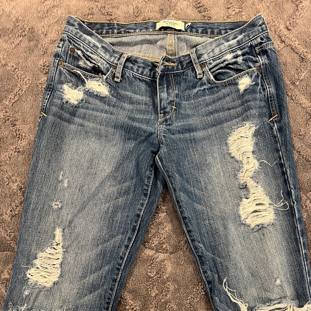 Abercrombie & Fitch Ripped Blue Boyfriend Jeans